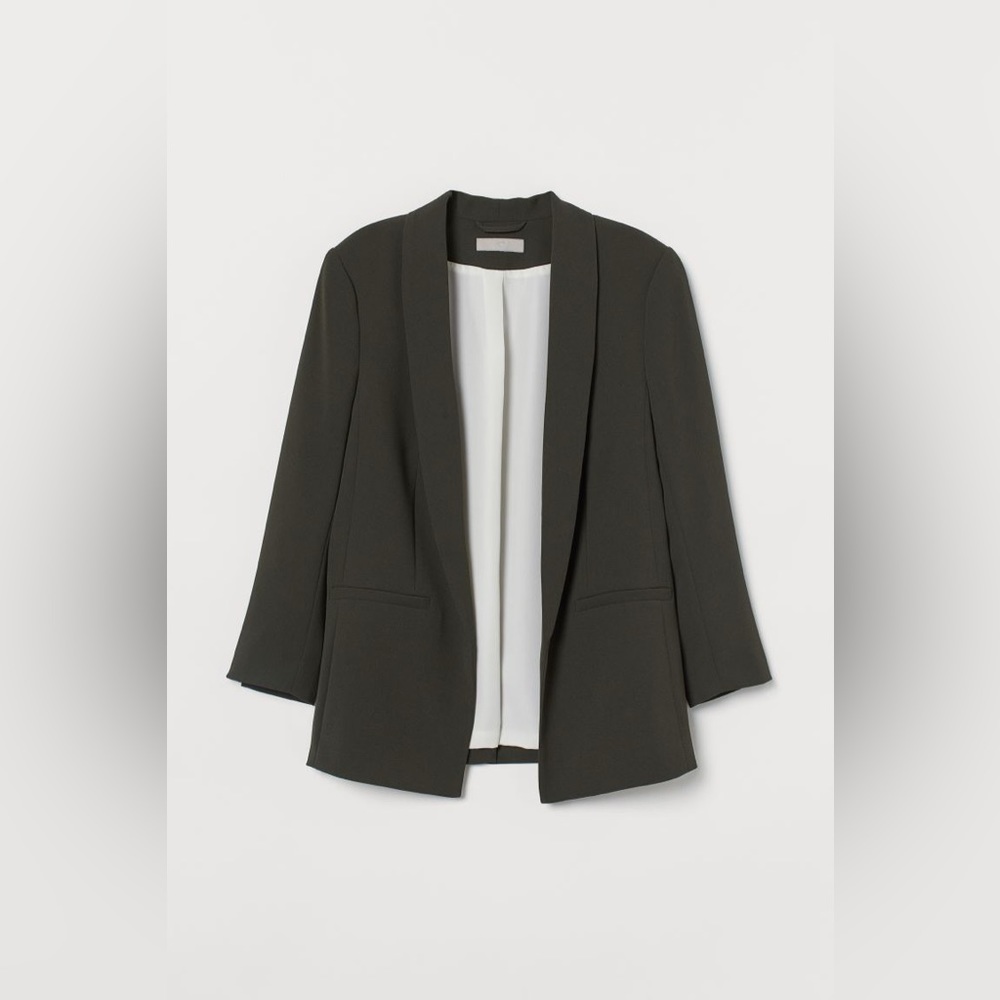 H&M Dark Green Blazer Straight-cut Jacket